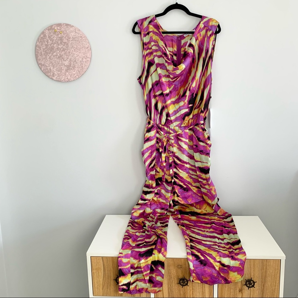 NWT Women’s Plus Size Jumpsuit, Size 20 by Moda Mix, Pink and Yellow Zebra Print